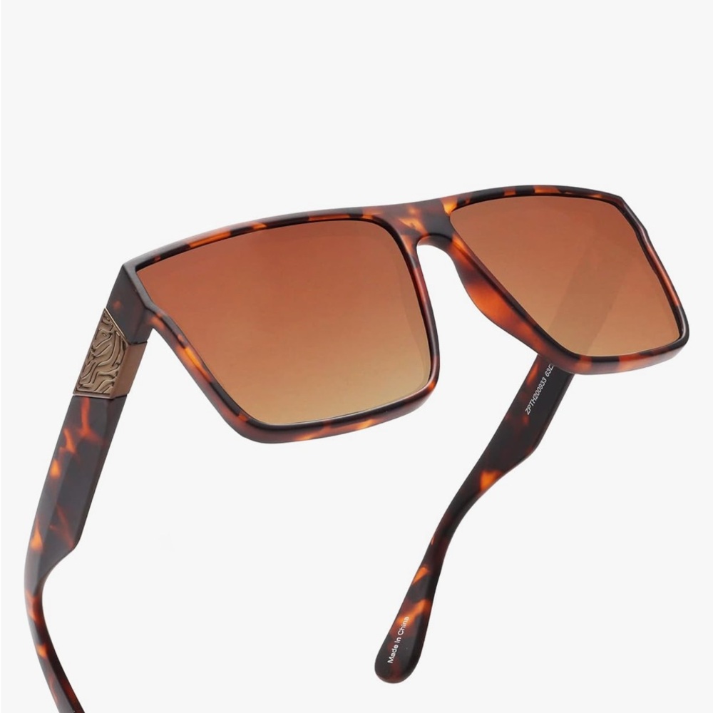 Tortoiseshell Square Sunglasses with Amber Lenses
